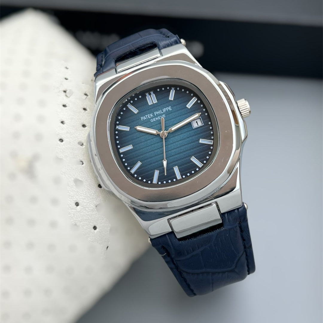 Patek Philippe Nautilus - blue dial and a blue strap.