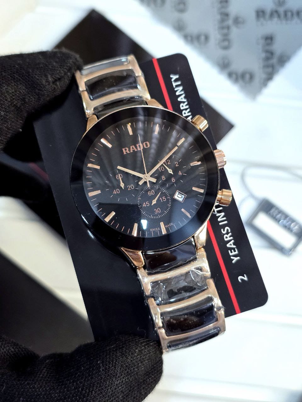 Rado Centrix Chronograph in black with gold