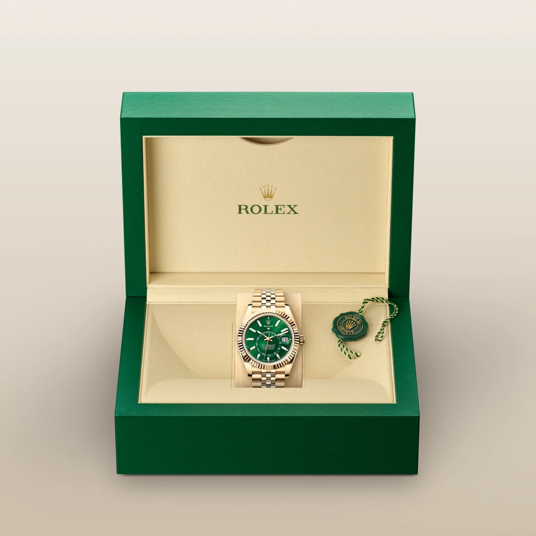 Rolex Sky-Dweller -  yellow gold with a bright green dial