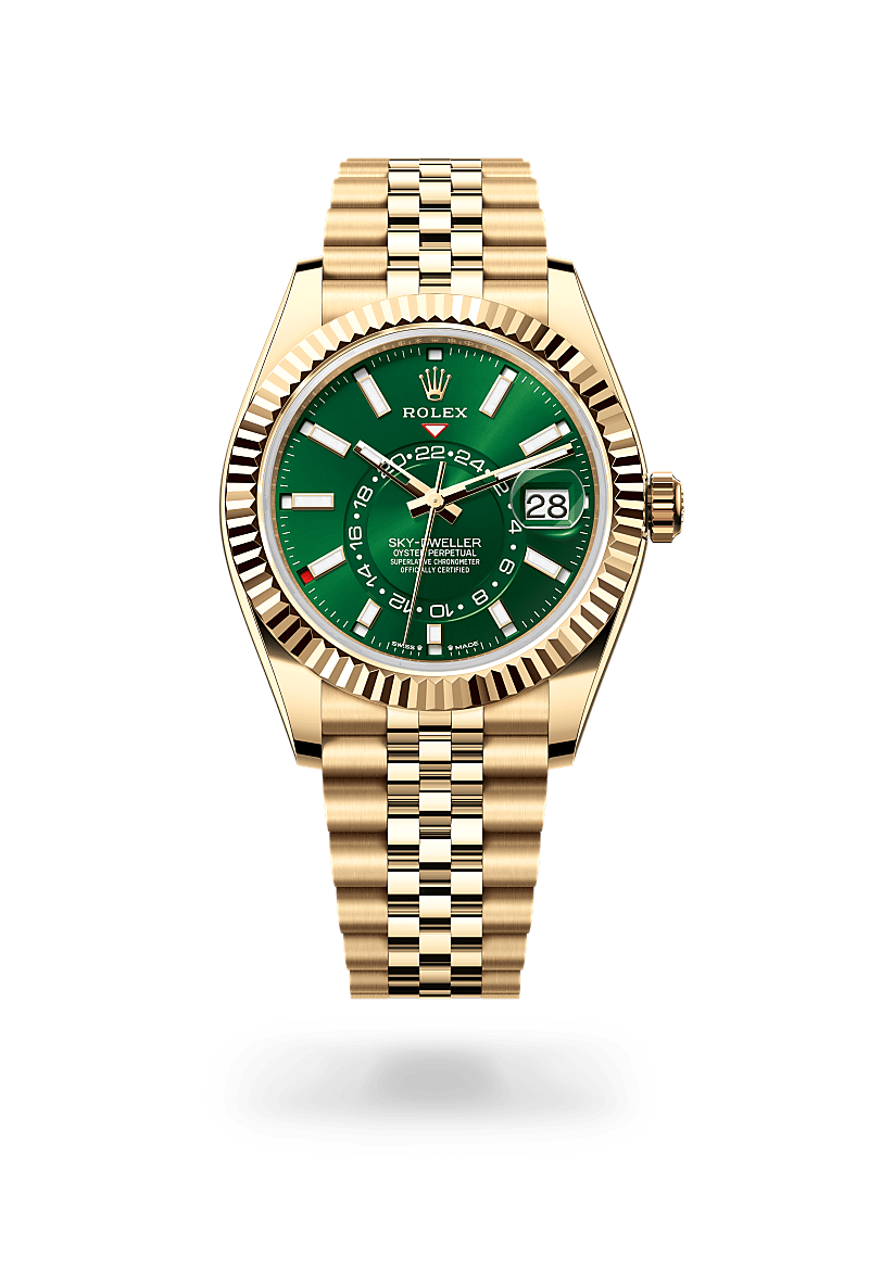 Rolex Sky-Dweller -  yellow gold with a bright green dial